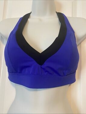 VENUS Royal Purple Halter Swim Sports Bra with Black Trim